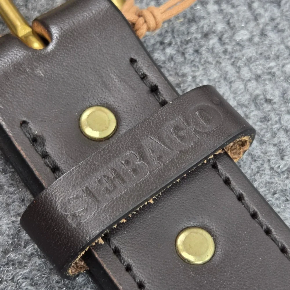 Filson x Sebago Double Layer Belt Mens 28 Brown Bridle Leather Canvas Made USA